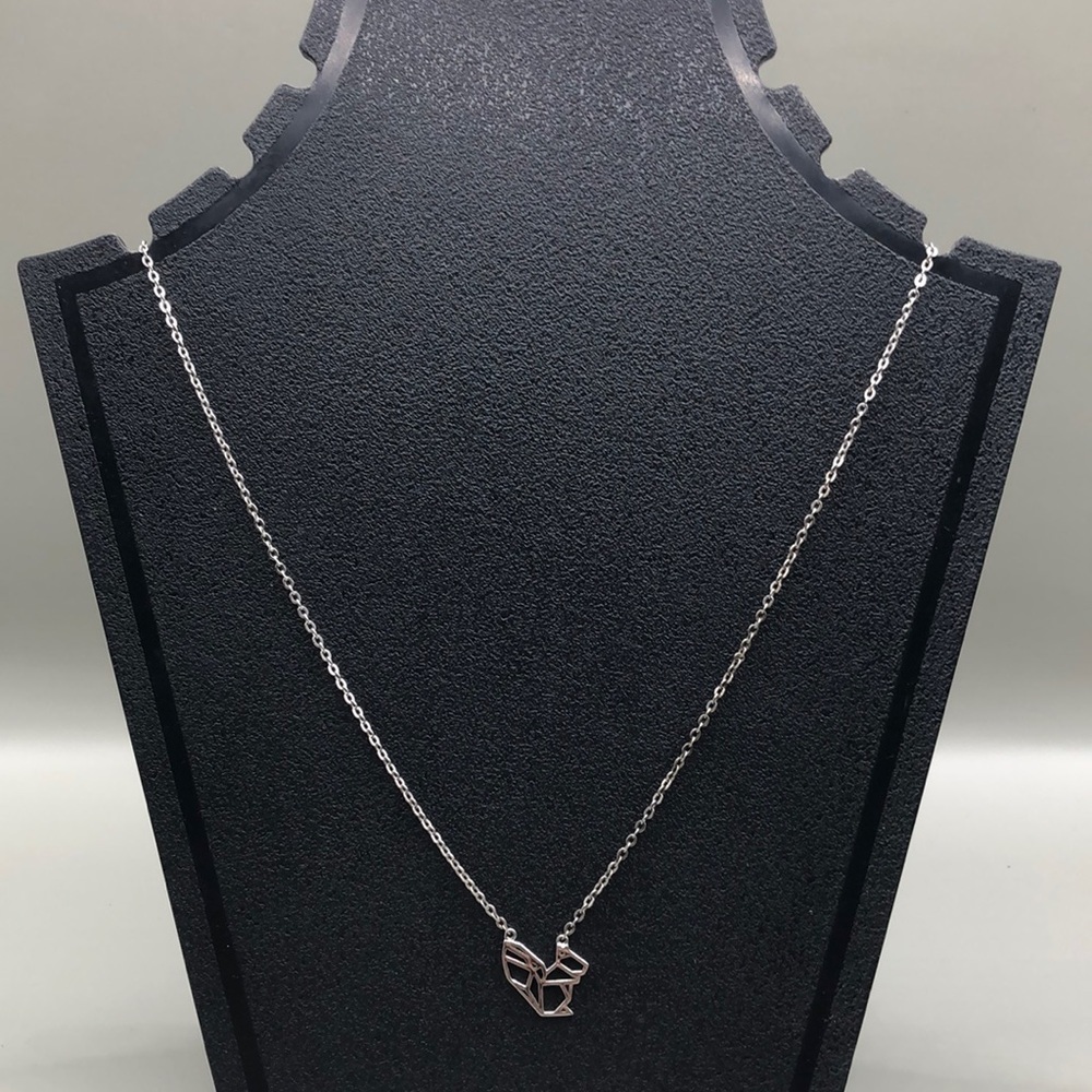 Sterling silver 925 geometric modernist squarell pendant necklace.